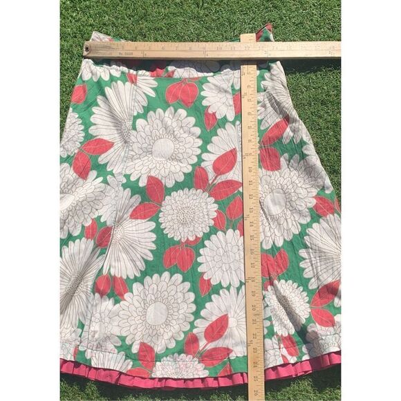 BODEN PINK GREEN FLORAL RUFFLE A LINE garden SKIRT sz 4 - Picture 6 of 8